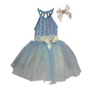 Weissman | Path of the Wind Light Blue Cream Sequin Tulle Dance Dress, SC